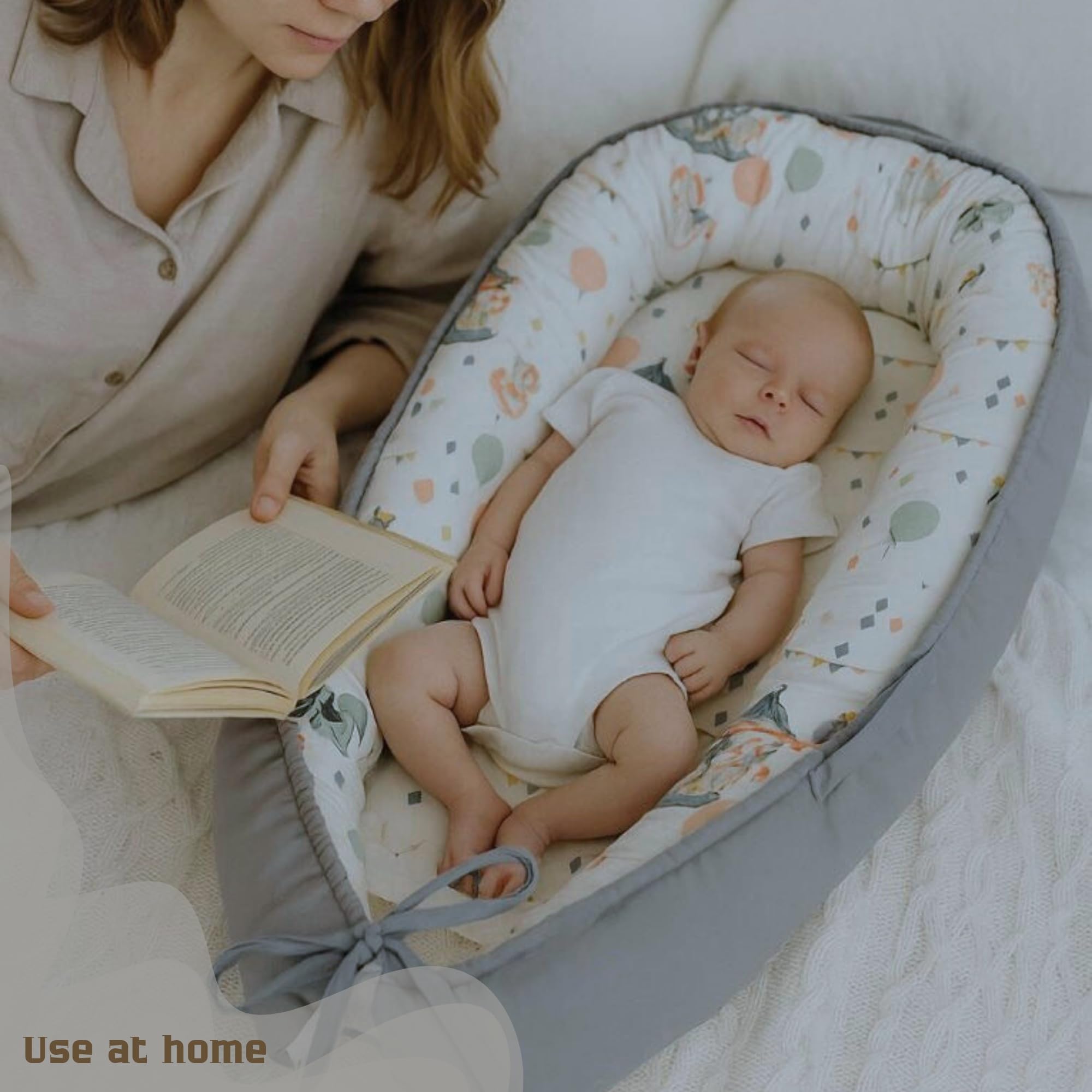 SkyLes Baby Nest Pod per neonati 0-12 mesi - Baby Lounge con materasso in memory foam (60 × 25 cm), fodera rimovibile lavabile, tessuto morbido e traspirante