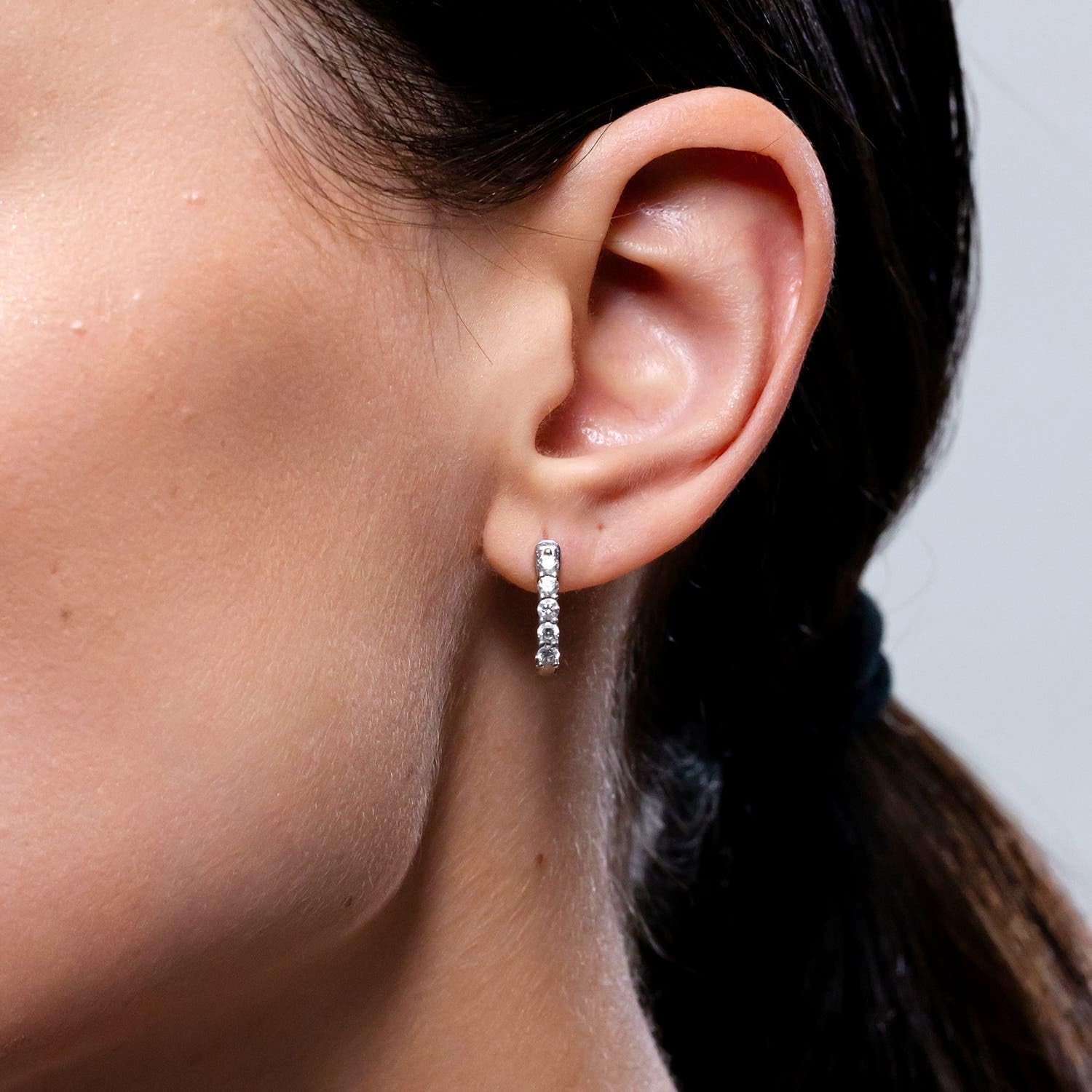 ANGARA Diamond Hinged Hoop Earrings in 14K Solid Gold/Platinum | Natural Diamond Hoops for Women | April Birthday, Anniversary Jewelry Gift