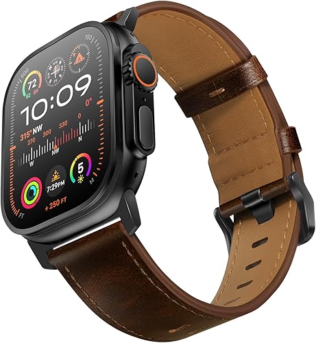 Vista 29 de UUPWPOKT Correa de cuero compatible con Apple Watch Ultra 3/2/1 Band de 1.929 in, 1.811 in, 1.772 in, 1.732 in, 1.654 in, correa de cuero genuino