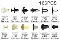 Vista 2 de MOTOALL 166 piezas de nailon para parachoques delantero y trasero, panel de moldura de puerta, protector de capó, remache retenedor de empuje