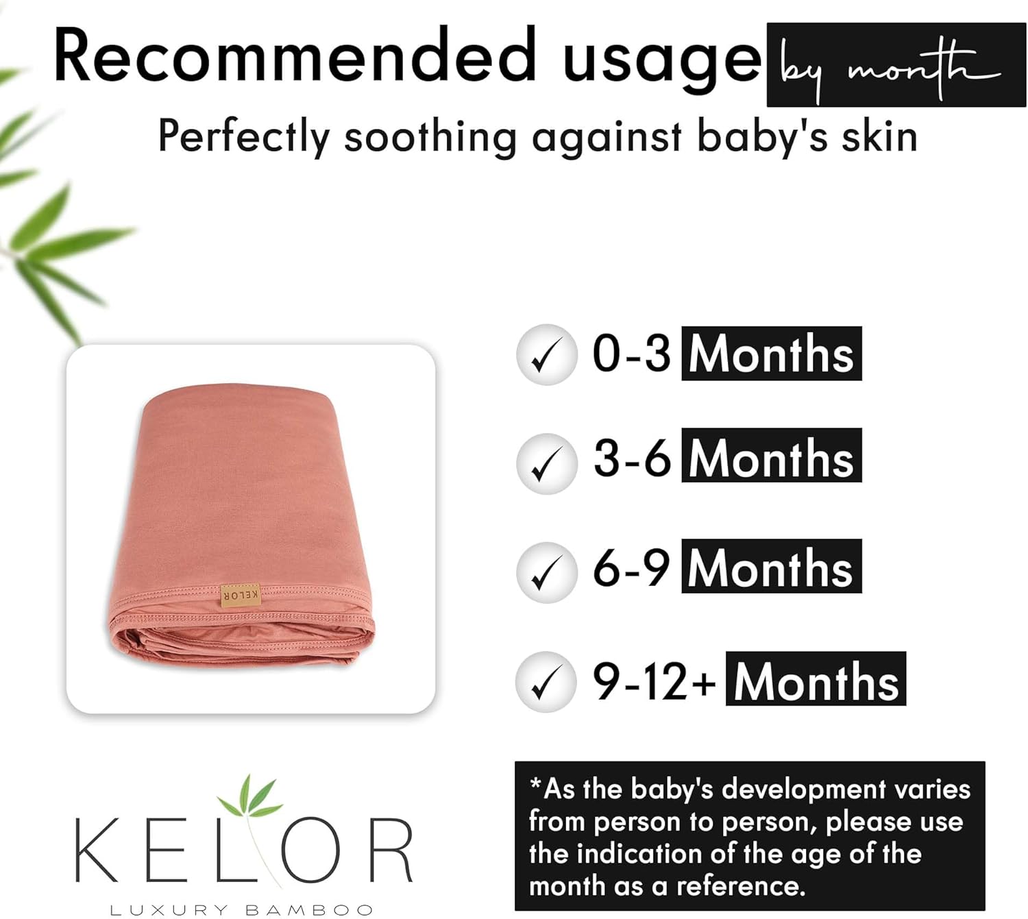 K E L O R Swaddle Blankets, Baby Swaddling Wrap Nursery Blanket for Boys & Girls Unisex, Soft 95% Viscose from Bamboo and 5% Spandex, Large 45 x 45 inches, Ribbed Blush Pink