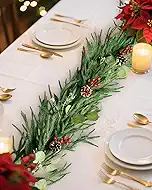 9FT Artificial Christmas Garland with Pine Cones, Red Berries and Eucalyptus Leaves - Full Fluffy DIY Holiday Greenery for Mantle, Staircase, Thanksgiving & Xmas Decor