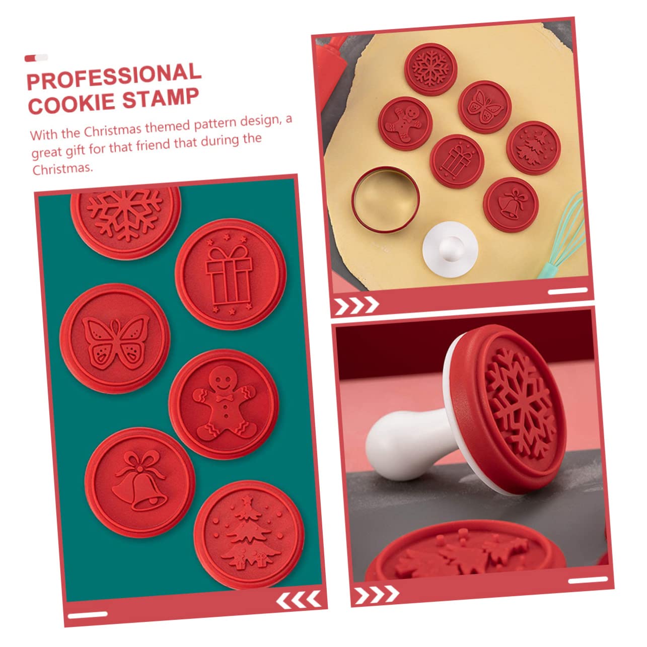 TOPBATHY 4 Juegos sello de galleta Molde de torta dulce de chocolate molde para hornear kitchen gadgets accesorios cocinita galletas decoración chocolate moldes de silicona páginas rojo