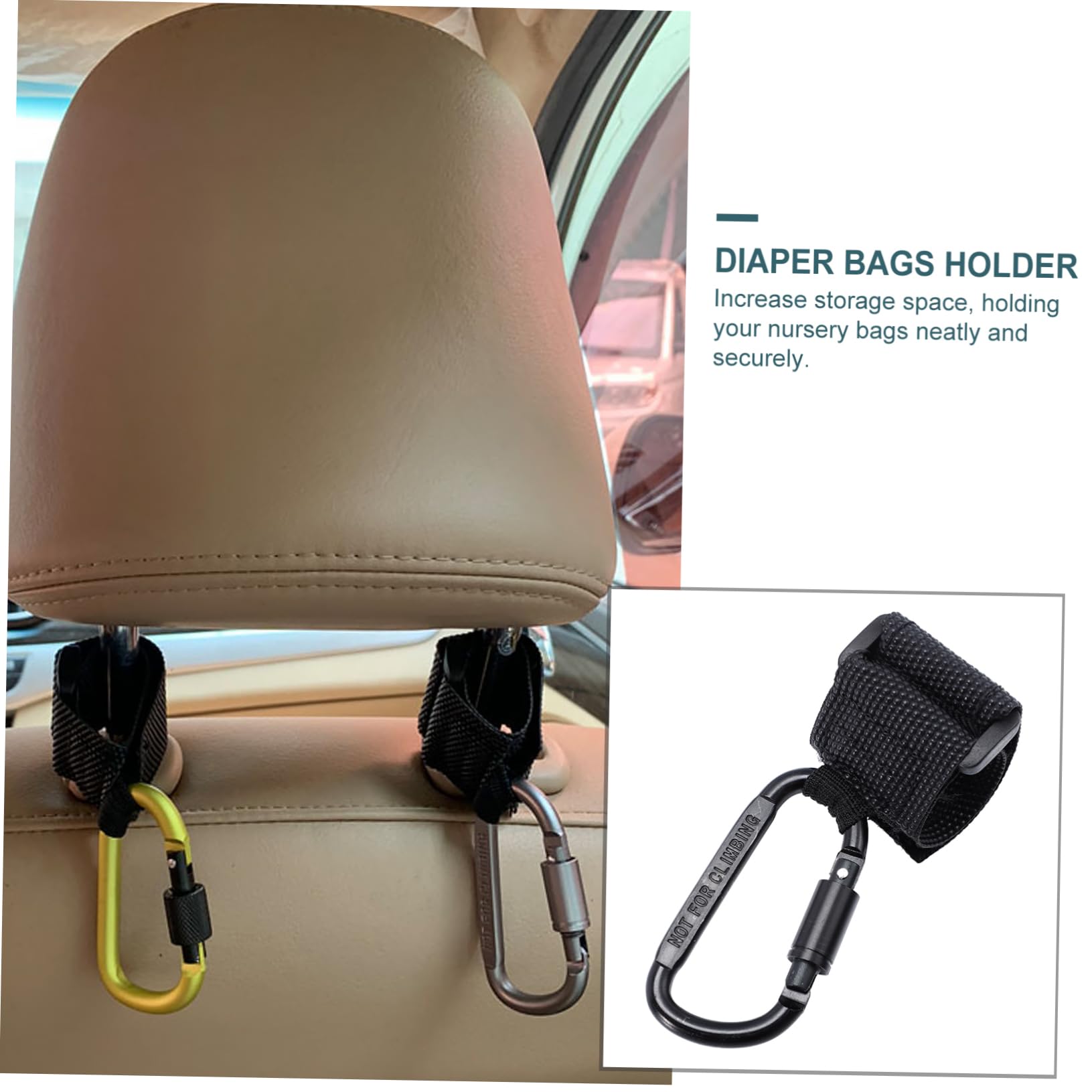 Yardwe 16 Piezas Gancho para Cochecito Soporte Multiusos para Bolsa y Carrito de Colgador Resistente Compatible con Cochecitos y Motos Fácil Instalación sin Perforación Negro