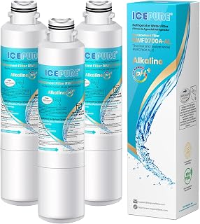 ICEPURE Alkaline DA29-00020B Refrigerator Water Filter Replacement for Samsung HAF-CIN/EXP HAF-CIN, DA29-00020A/B, DA29-00020B-1, 46-9101, RF28HMEDBSR, RF263BEAESR, HDX FMS-2, Enhances PH, 3Pack