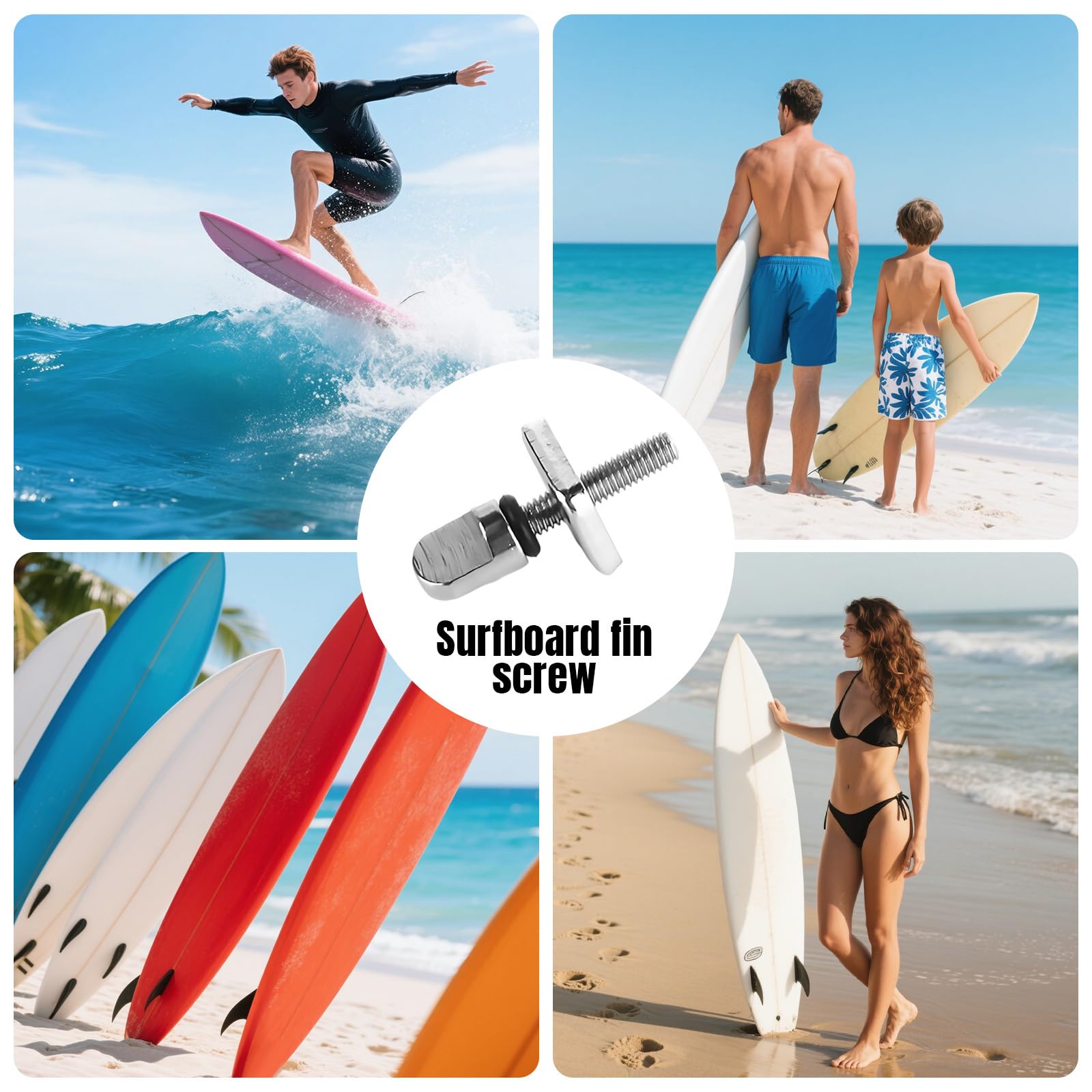 5 Piezas Tornillo para Tabla Surf – para Tornillo Aleta Deslizante, Kit de Repuesto Acero Inoxidable, Compatible para Mistral Tornillo quilla Padel Surf