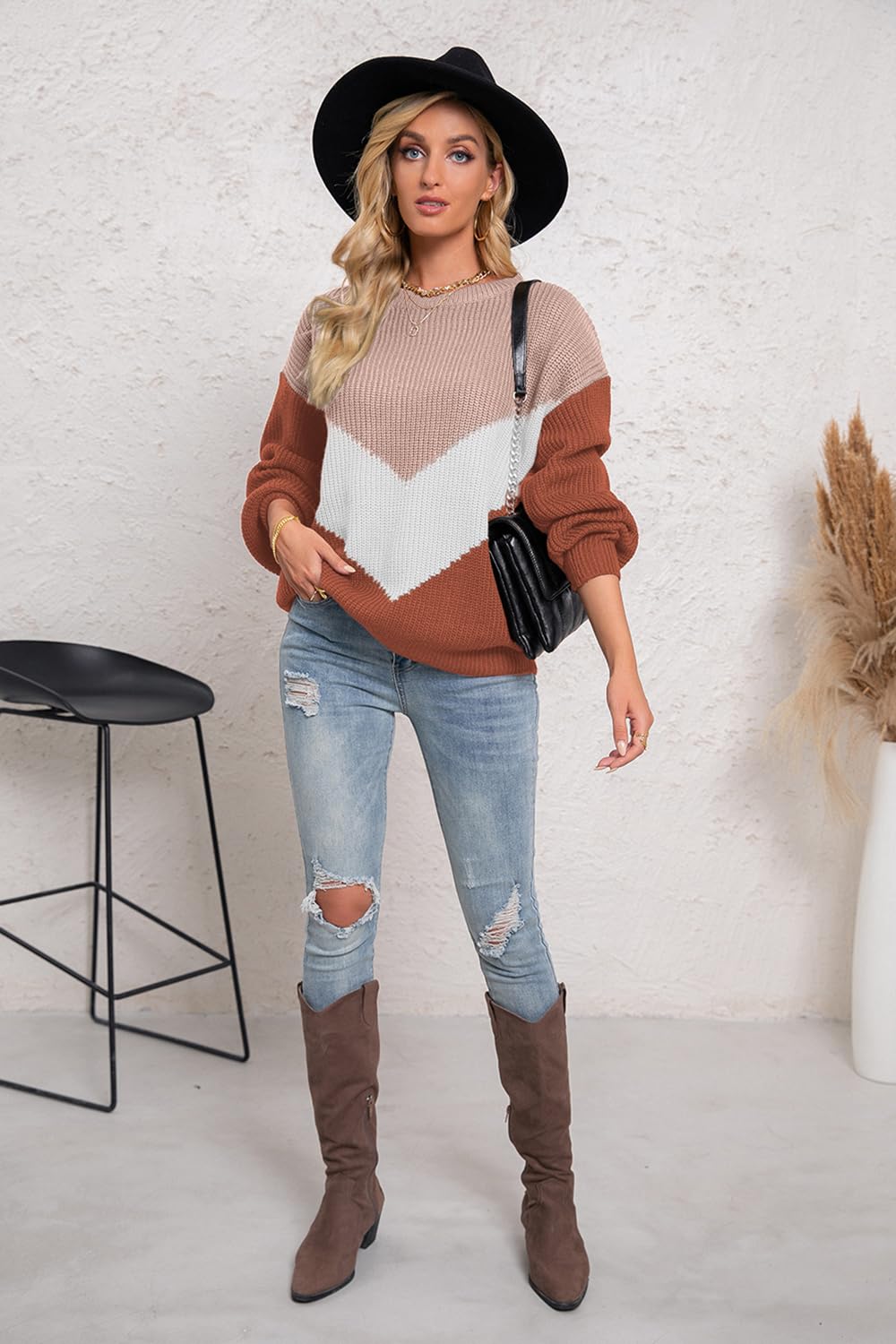 Pullover Damen Herbst Winter Elegant Strickpullover Oversize Langarm Pulli Sweatshirt Oberteile Women's Jumpers