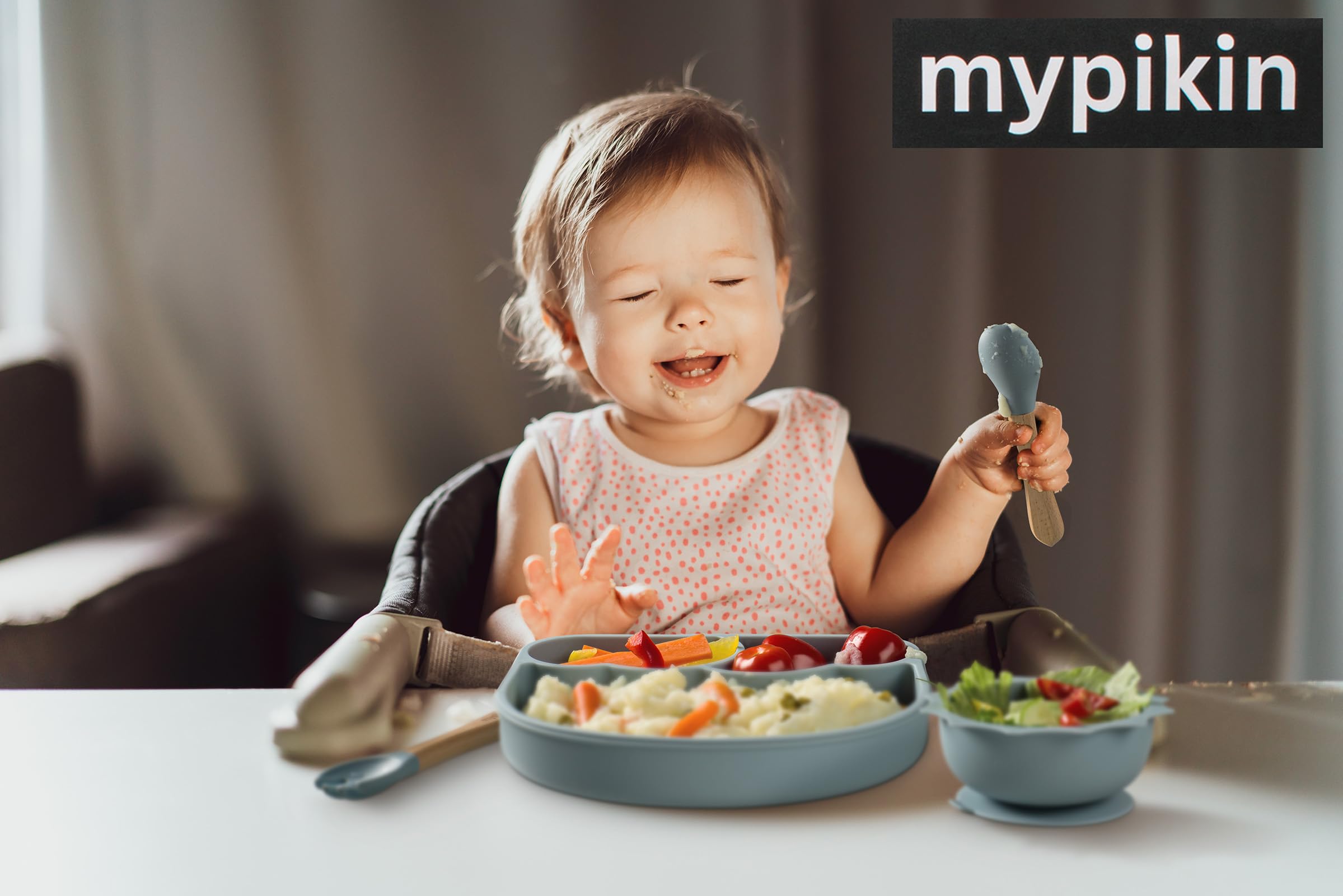 Mypikin Kindergeschirr Set Aus Silikon - BPA-frei Mit Saugnapf & Lätzchen