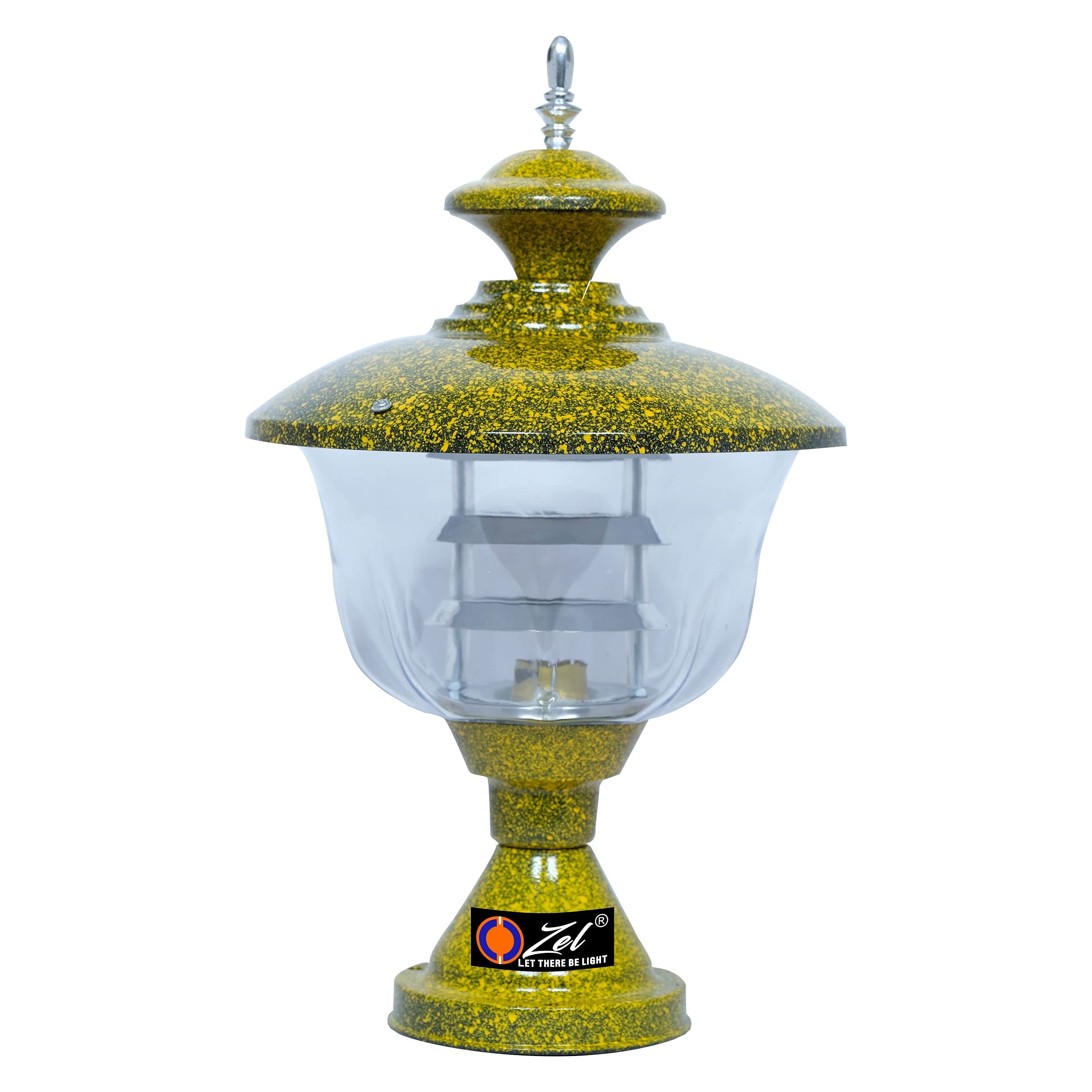 OZEL Unbreakable Glass Gate Lamp Rust-Resistant Weatherproof Garden, Home, Pillar, Indoor, Outdoor Gate Light (Venus Yellow Texture) - Pack of 1