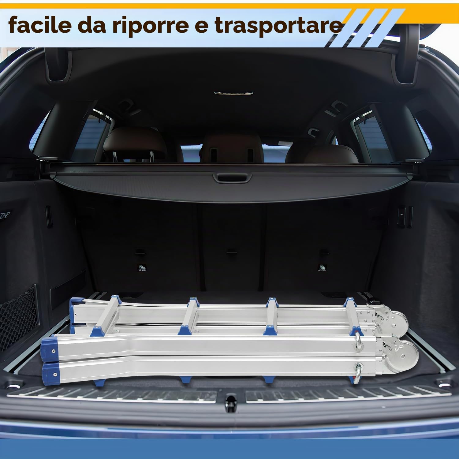 Daromigo Scala telescopica multifunzione, scala 3 in 1, 402 cm, 4 x 4 pioli, scaletta pieghevole, portata massima 150 kg, scala a scorrimento