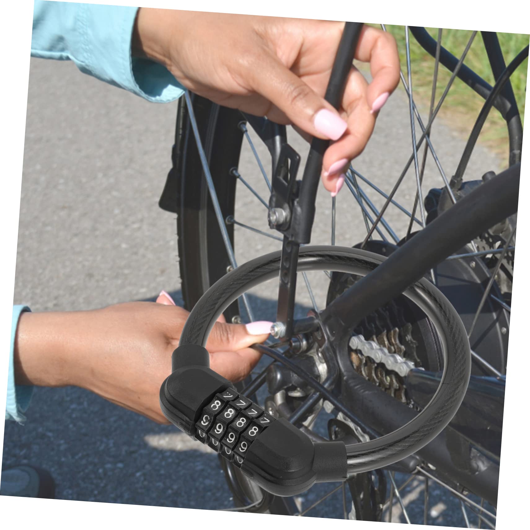 Balacoo 2Pcs Outdoor Cable Lock Wear Resistant Multi Function Cycle Lock with Combination for Secure Bicycles Motorcycles and Luggage Theft Bike Accessory