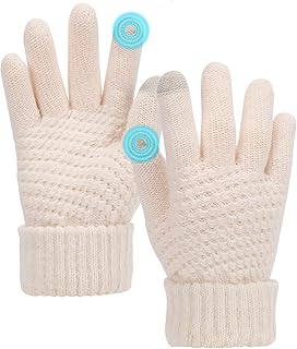 Winter Warm Mittens for Women,Touch Screen Gloves Women Knitted Gloves Warm Soft Lining Elastic Cuff Winter Texting Gloves