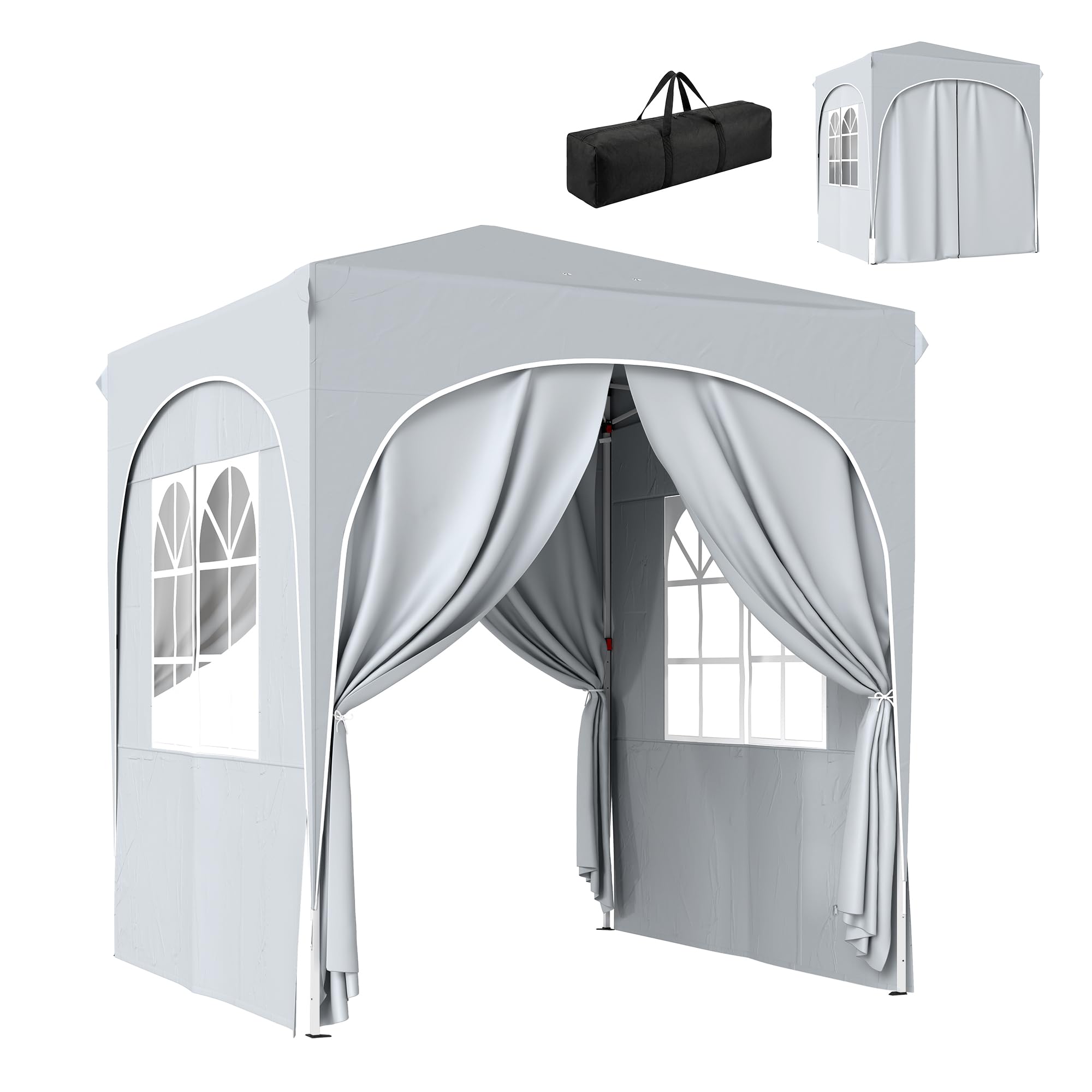 Outsunny Tonnelle de Jardin Pop Up Réglable en Hauteur 2x2 m Gris Clair | Tente Pliante, Protection UV50+, Tonnelle Pliante, 4 Parois Latérales, Sac de Transport, Montage Facile, Barnum 2x2