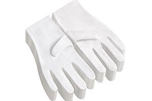 12-Pair White Cotton Gloves for Sensitive Skin