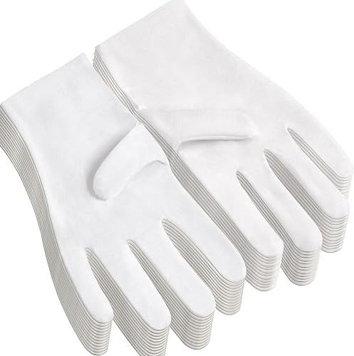 12 pares de guantes de algodón blanco para eccema y manos secas – Guantes de trabajo transpirables – Guantes de inspección de joyas suaves de spa