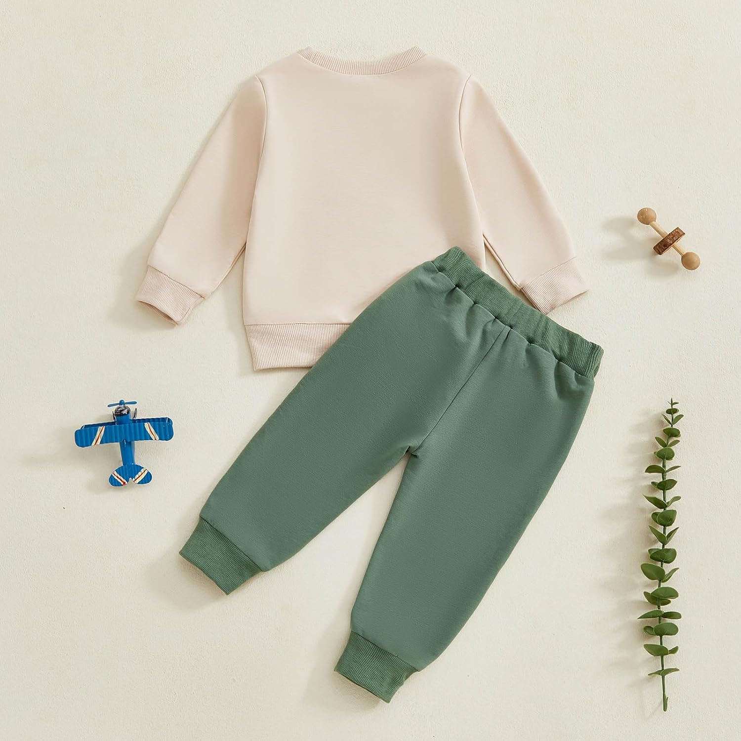 FOCUSNORM Toddler Baby Boy Fall Winter Outfit Excavator Embroidered Long Sleeve Sweatshirt Elastic Jogger Pant 2 Pcs Clothes - Image 5