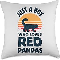 Vista 4 de Panda Squad Co Red Just A Boy Who Loves Pandas Retro Vintage Sunset Throw Pillow, 16x16, Multicolor