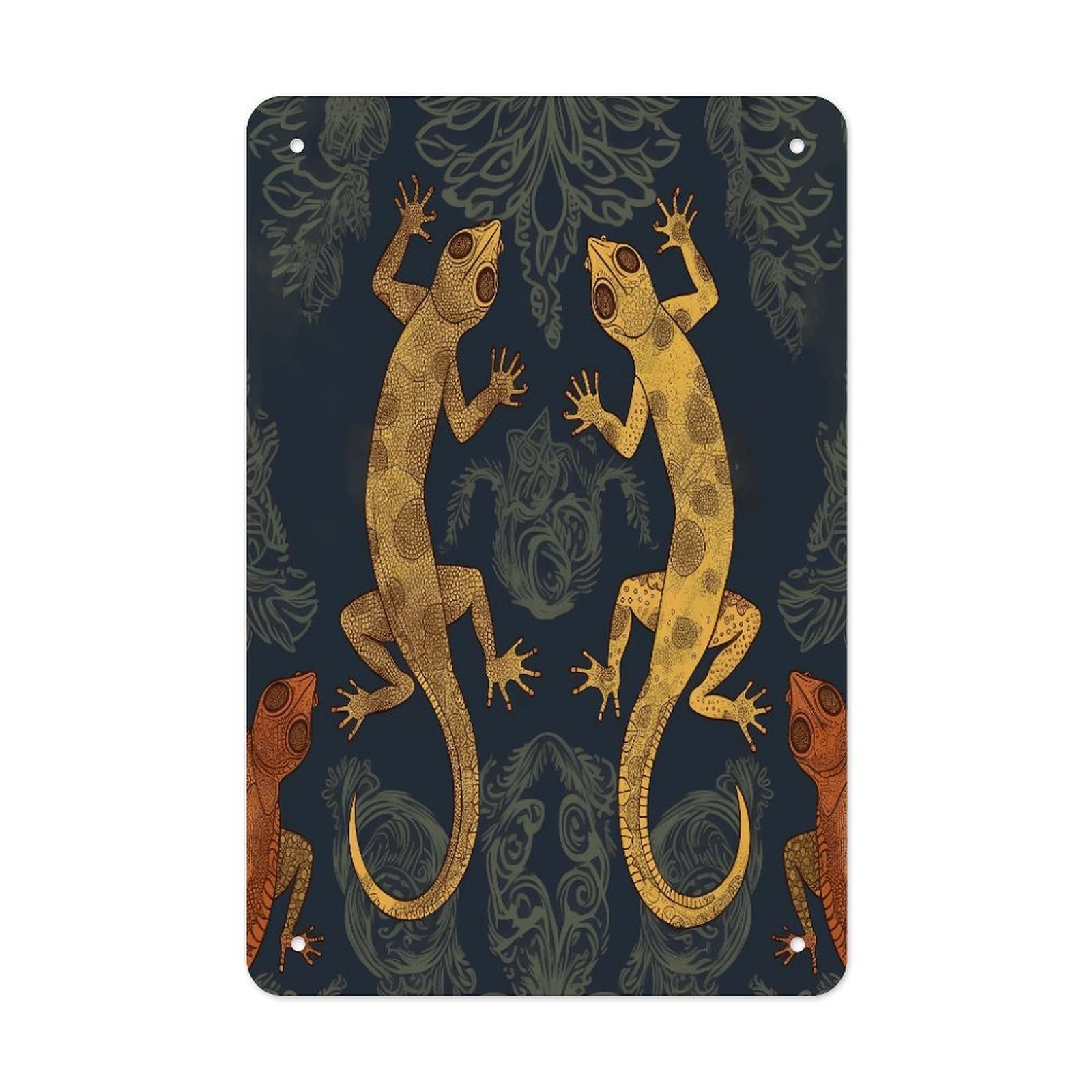 Gecko Lizards Tin Sign Vintage Funny Metals Sign Wall Decor Retro Metal Poster Wall Decoration Iron Metals Plate Art Metal Signs Poster for Indoor Outdoor Wall Decor