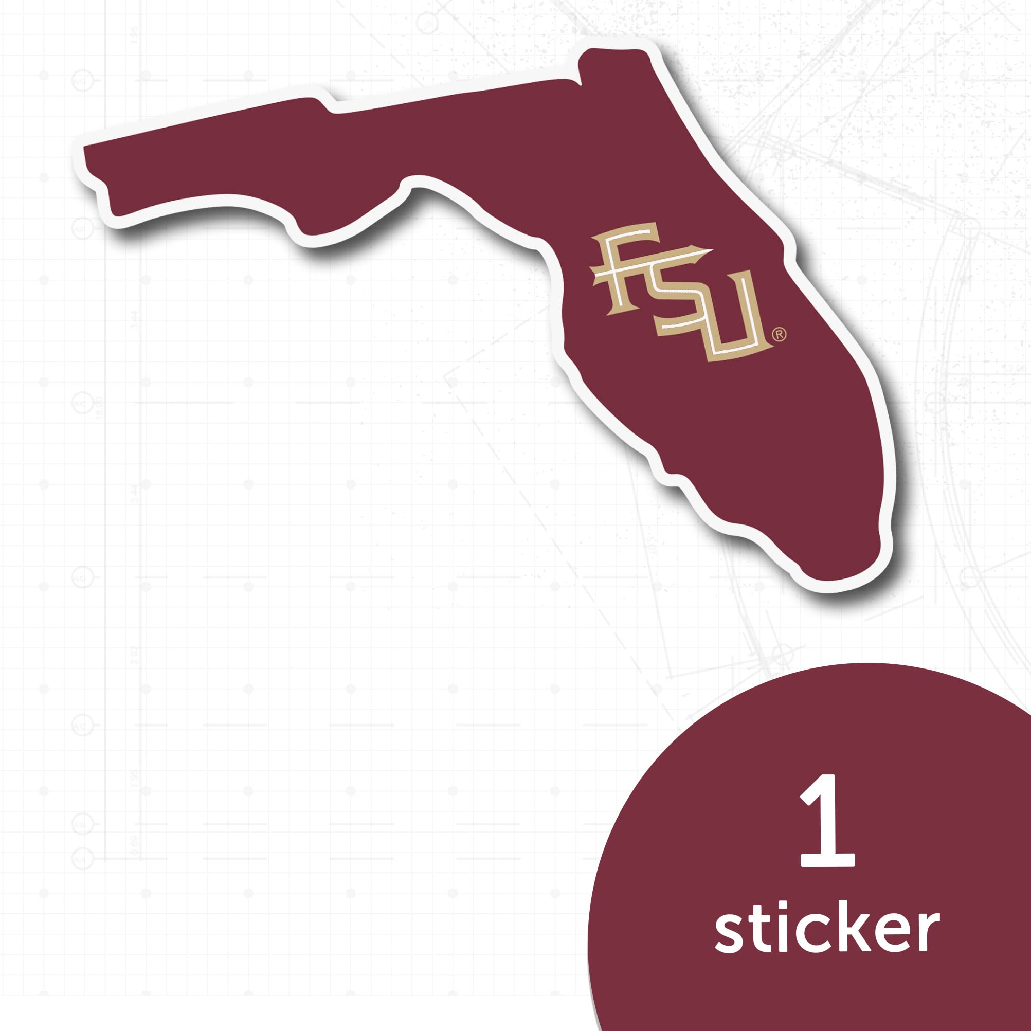Florida State University Vinyl Decal - State Border Sticker For Laptop, Car, Water Bottle, Scrapbook