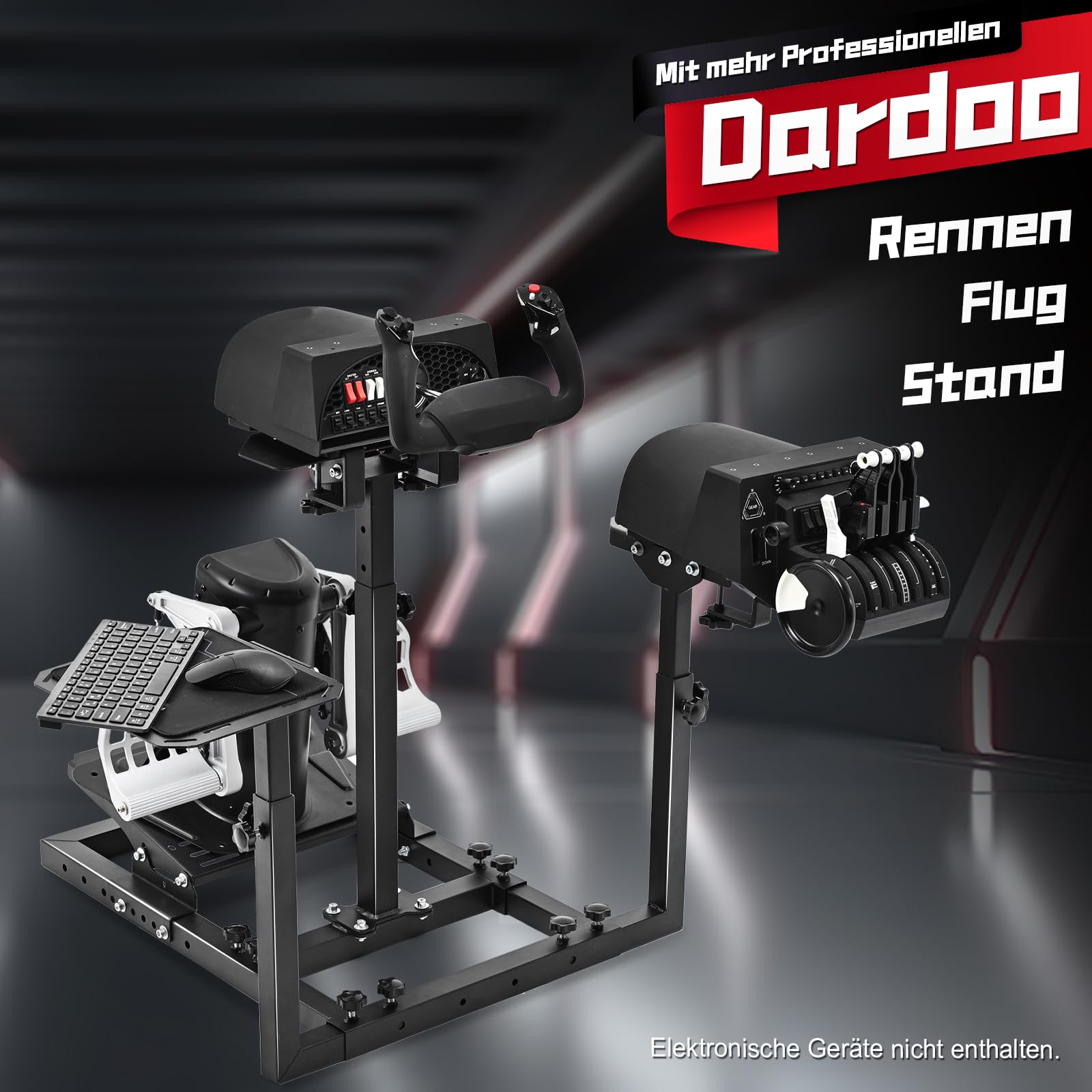 Dardoo Flugsimulator-Ständer passend für Thrustmaster Hotas Warthog, Logitech G25 G27 G29 G920, verstellbarer Lenkradständer