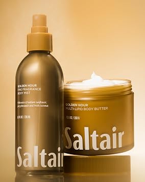 Saltair Body Mist Bundle Seascape & Golden Hour Scents | 2 Pack Each | Fine Fragrance Body Spray Mist | Long Lasting, Lightweight & Refreshing | 4x 8oz Bottles