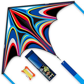 Blue Delta Kites for Adults & Kids -Kite Set with 328ft String & Handle - Easy to Fly Beginner/Beach/Park Kite - Family Outdoor Activities & Travel Flying Toys (Blue)