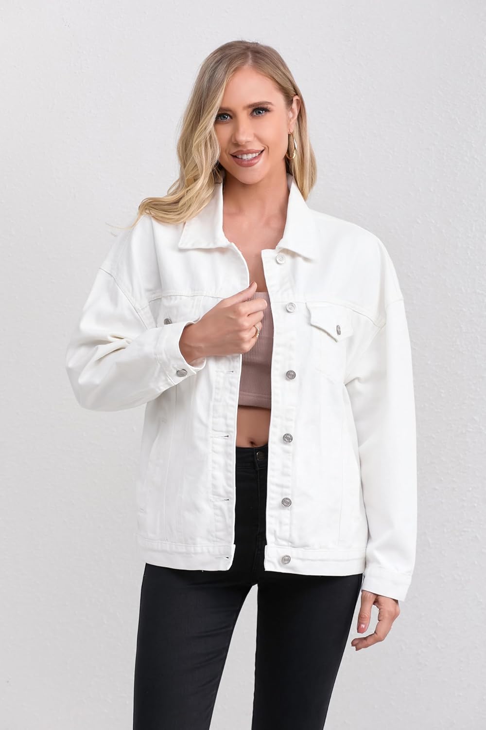 Jean Jacket for Women, Oversize Denim Jacket Trendy, Women's Long Jean Jackets Trucker Coat - Image 2