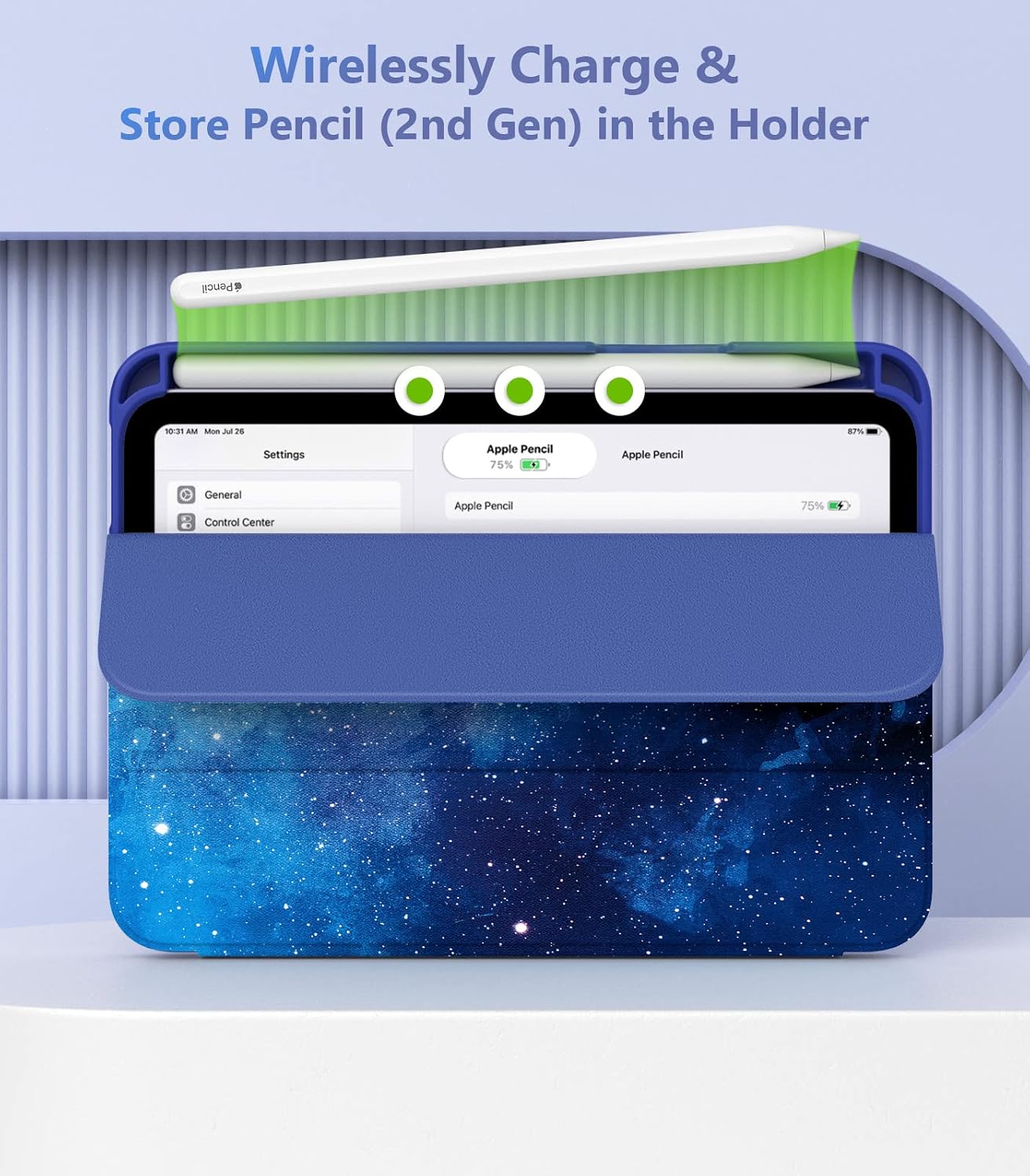 MoKo iPad Mini 6 Case with Pencil Holder (8.3 Inch,2021 Model), iPad Mini 6th Generation Case [Apple Pencil 2nd Charging], Trifold Stand Smart Case with Soft TPU Back, Auto Sleep/Wake, Blue Sky Star