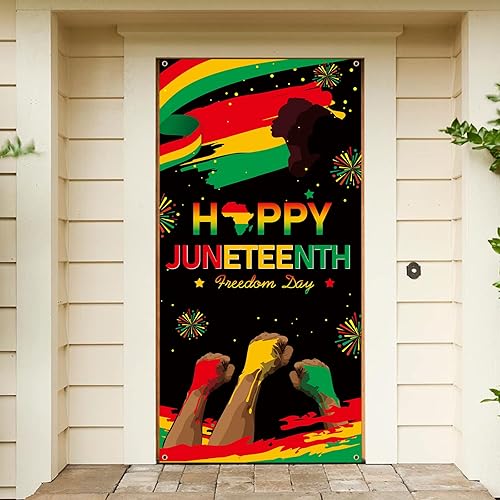 Miniatura 7 de Juneteenth - Pancarta decorativa para puerta, 6 x 2.9 pies, telón de fondo de feliz juneteenth 1865 Día de la Libertad Afroamericano Historia negra