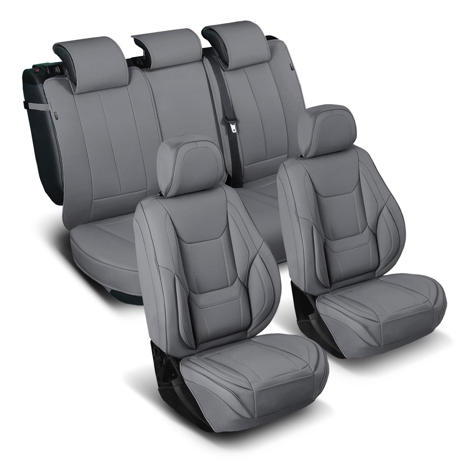 Coverland Custom Truck Car Seat Covers Full Set for [2020-2026 GMC Sierra 2500HD, 3500HD Crew, Double Cab] - Protector Water Resistant Leather Memory