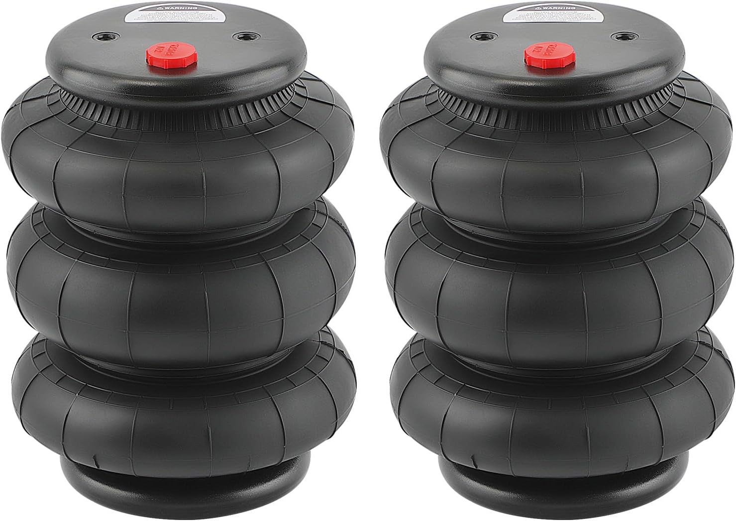 Pack of 2 Triple Bellow Air Spring 2600 lbs Air Suspension Bag 1/2" NPT Single Port Universal Replacement