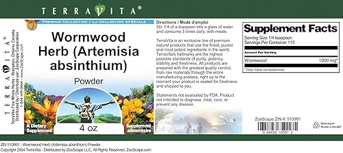 Miniatura 3 de Hierba de ajenjo (Artemisia Absinthium) Polvo (4 oz, ZIN 510991) - Paquete de 3