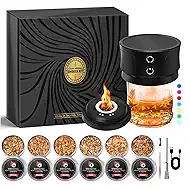 Valentines Day Gifts for Him: Electric Whiskey Smoker Kit with Lights: Cocktail Infuser with 6 Wood Chips for Whiskey Bourbon Lovers - Old Fashioned Drink Smoker Kits for Drink Mixing Home Bar Party
