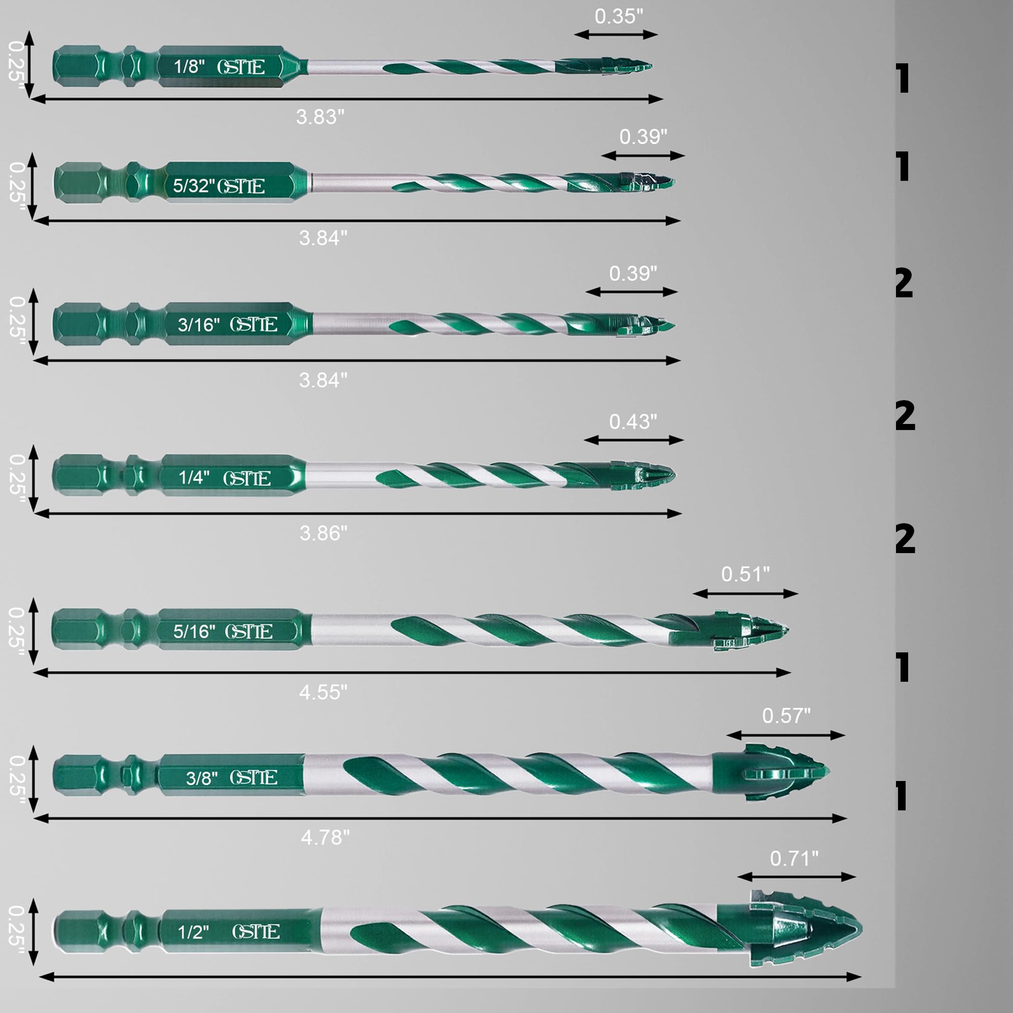 Masonry Drill Bits - 12 Pcs Set for Concrete & Brick -3