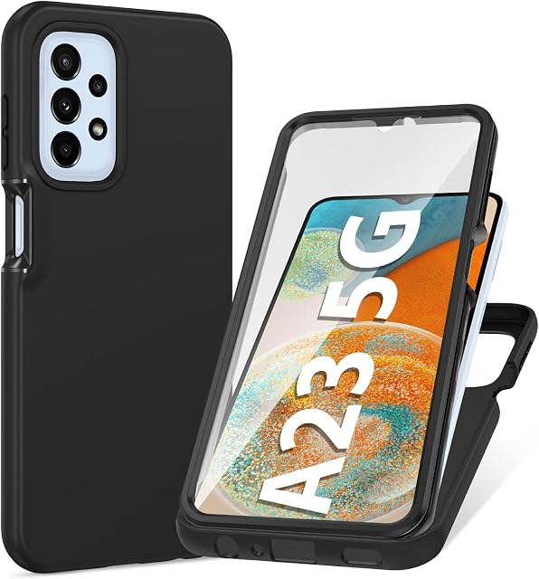for Samsung Galaxy A23-5G Case: TPU Silicone Samsung A23 Rugged Phone Case 360 Drop Protection Shockproof Slim Cases for 4G/5G | Black