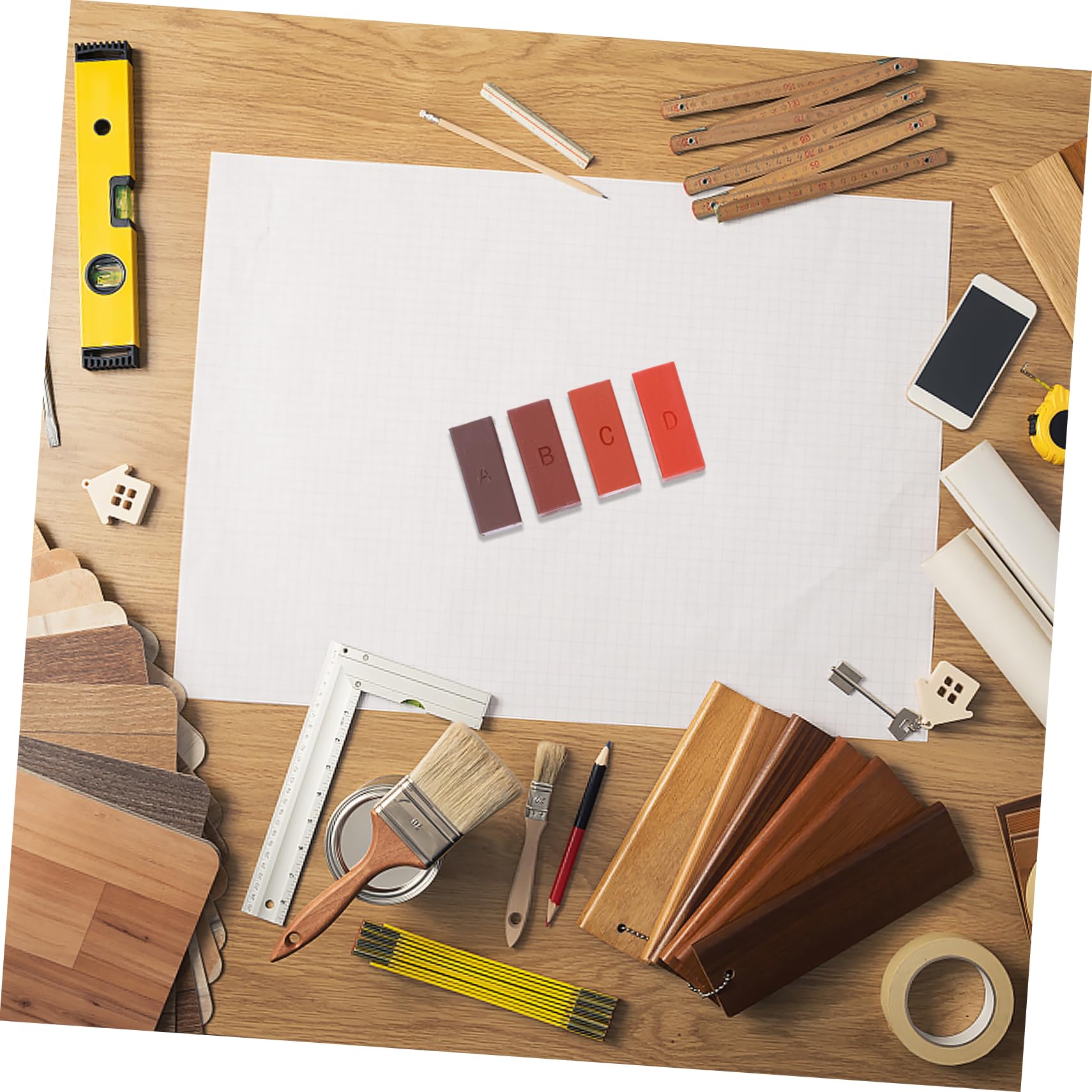 Kit Riparazione Legno Cera a Base di Paraffina per Mobili e Pavimenti, Set, Rapido Asciugatura, Nasconde Graffi e Imperfezioni