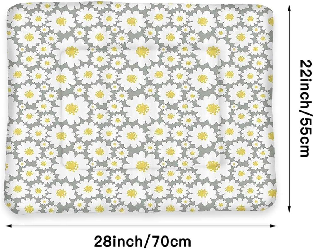 review Light Grey Yellow White Thermal Pet Mat Bed Liner Cartoon Like Flowers Daisies Spring Soft Plush Autumn Winter Thermal Pet Bed Snooze Sleeping for Kittens Puppies Rabbits Floral 22