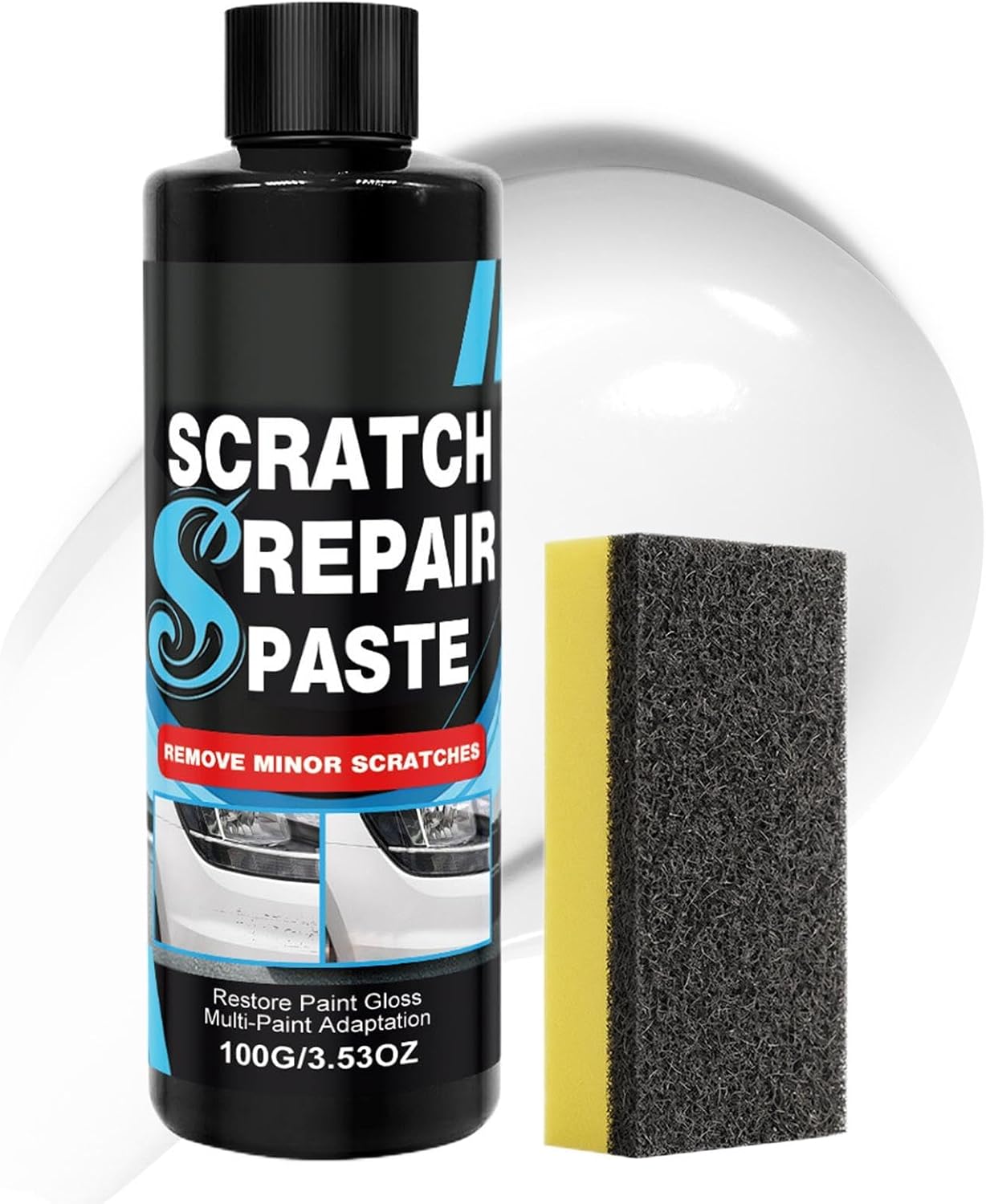 Car Scratch Repair Kit, 120g Gloss Restoration Paste, Sponge Included, Car Paint Scratch Remover, Automotive Vehicle Exterior Trim Detailing Buffer