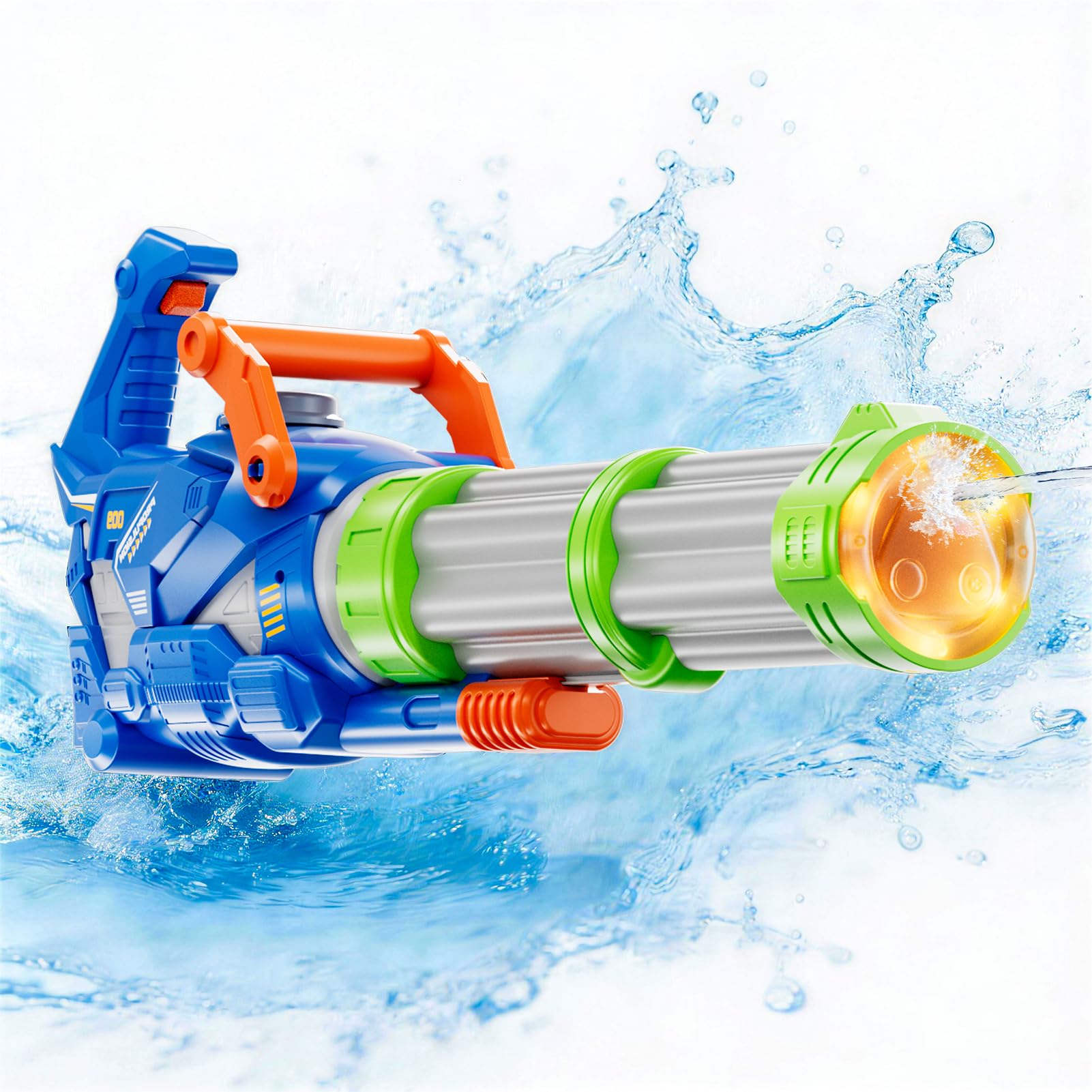 BLmukce Gatling Electric Water Gun, Automatic Squirt Gun with Light and Sound Effects, One-Click Absorption, 57cm Large Pistol for Outdoor Summer Battles for Kids Age 3+ & Adults