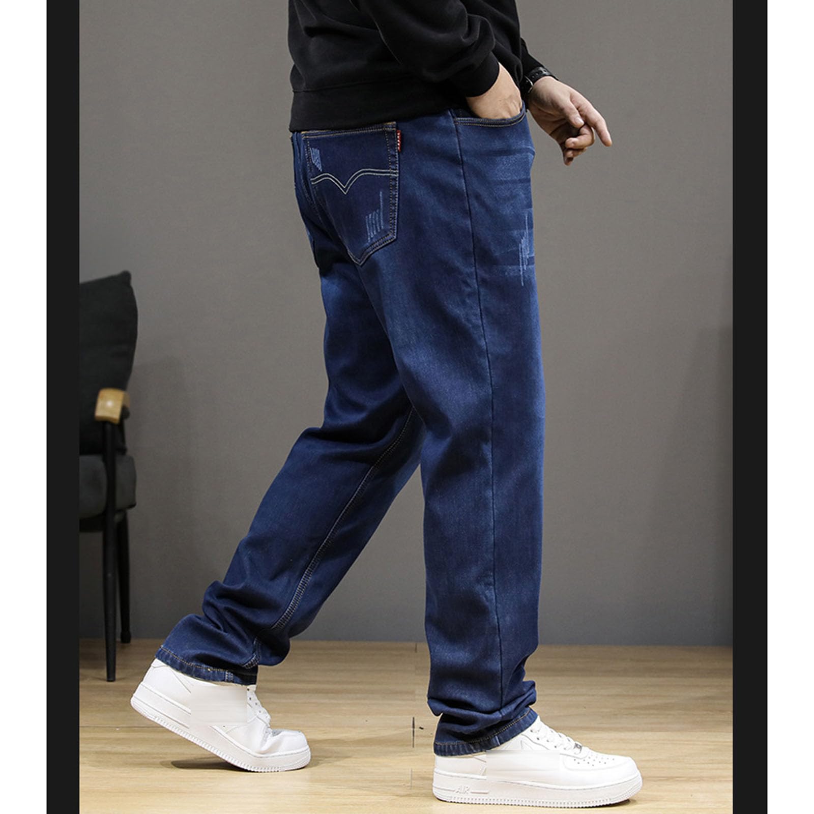 Übergröße Thermojeans Herren Thermohose Schneehose Gefütterte Winterhose Jogginghose Winterjeans Mit Fleece Gefüttert Hosen, Lange Freizeithose Männer Outdoorhose Arbeitshosen