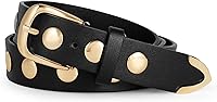WERFORU Women's Studded Faux Leather Belt - Punk Vintage Fashion Belt for Jeans Dresses with Gold Buckle, Multiple Colors Sizes