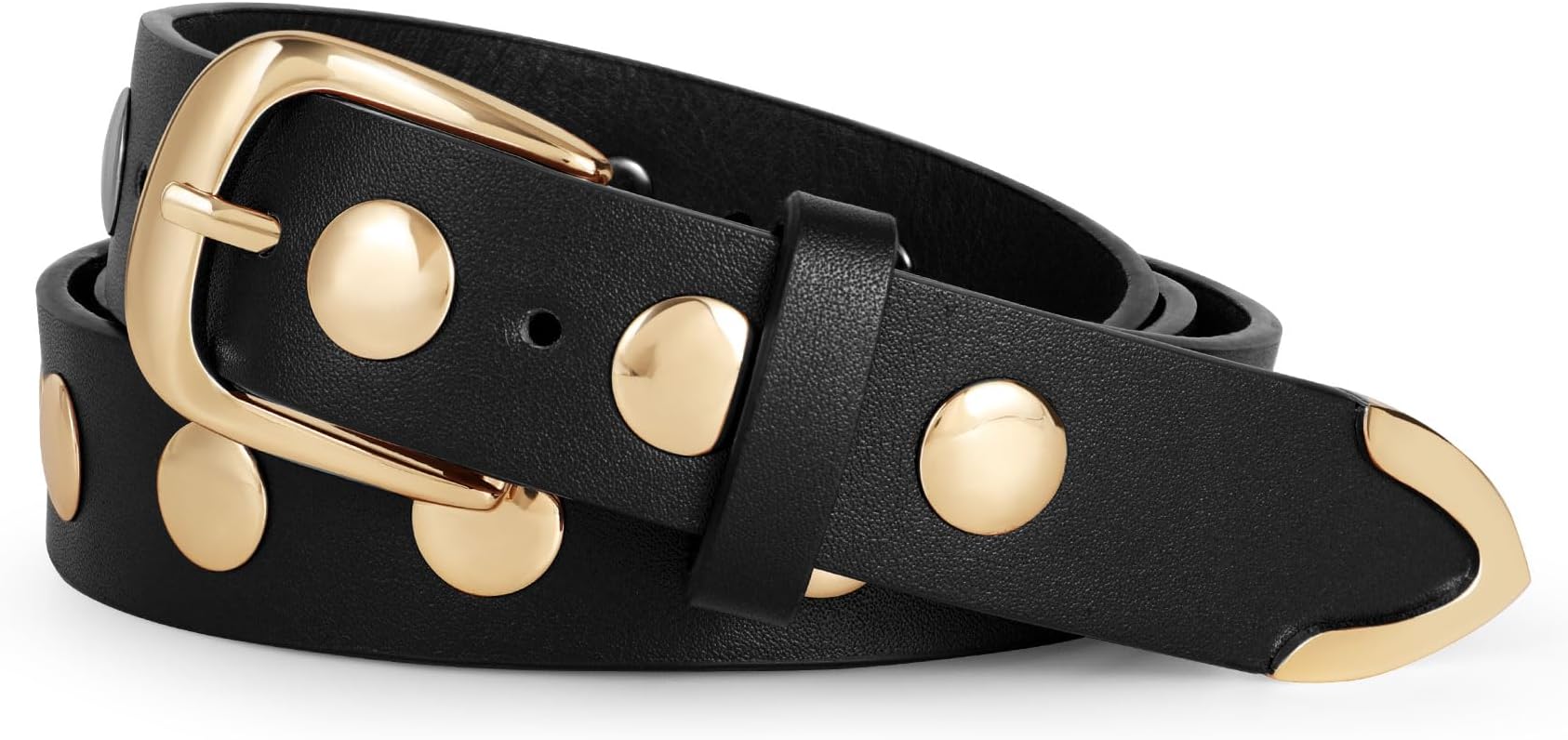 WERFORUWomen Fashion Leather Belt Studded Leather Belt Ladies Belts for Jeans Dress Punk Belt