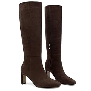 Amazon.com | VorisVina Chocolate Brown Knee High Boots for