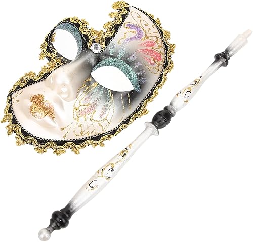 LUOZZY Máscara de mascarada con palo de sujeción, máscaras de carnaval Mardi Gras para actuaciones en escenario, cubierta de baile, color morado
