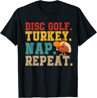 Vintage Retro Disc Golf Turkey Nap Repeat Thanksgiving T-Shirt