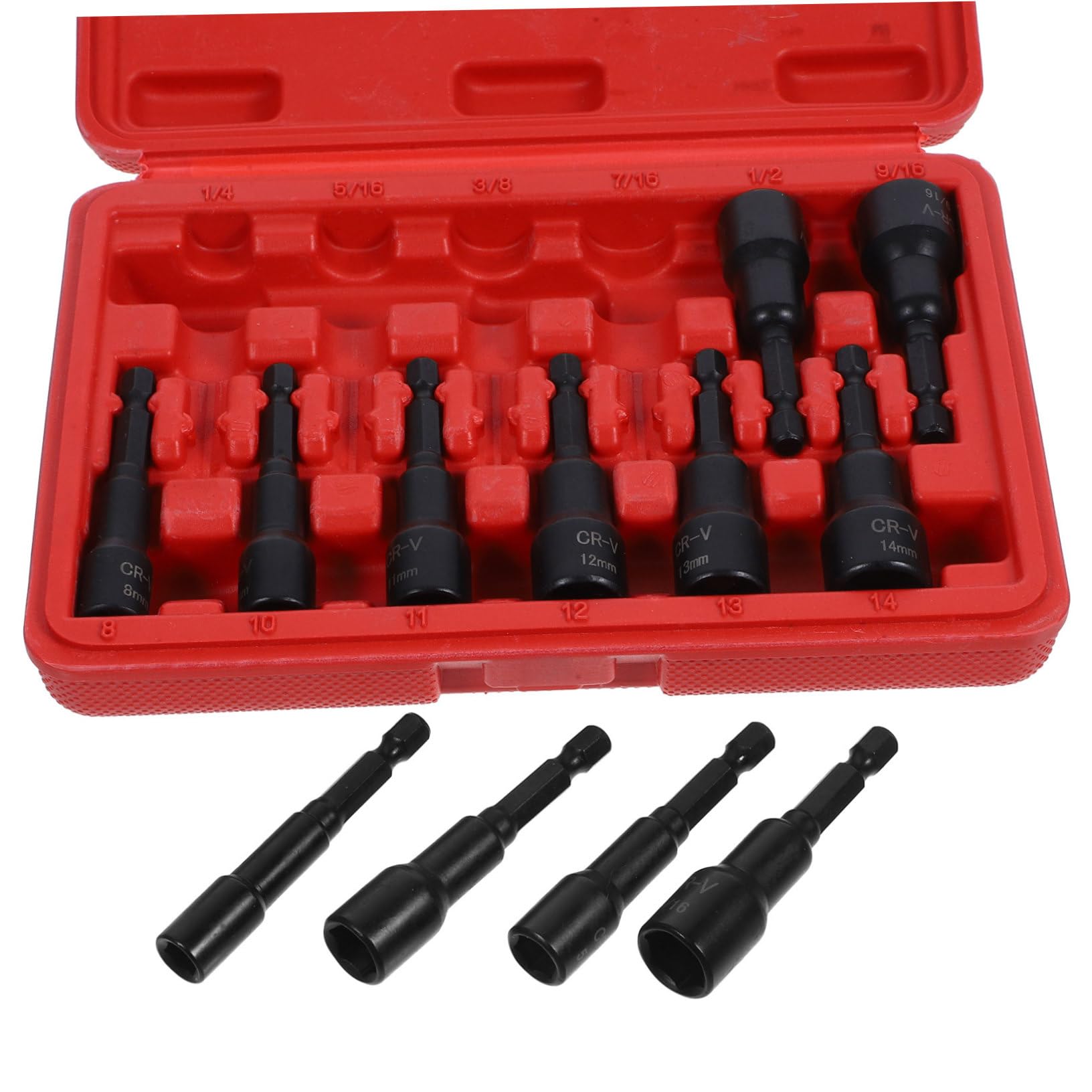 ABOOFAN Set di 12 Pezzi di Bussole Esagonali in Acciaio Cromo-vanadio, Kit Presa Magnetica per Avvitatore ad Impulsi, Aumento Efficienza e Affidabilità Lavoro