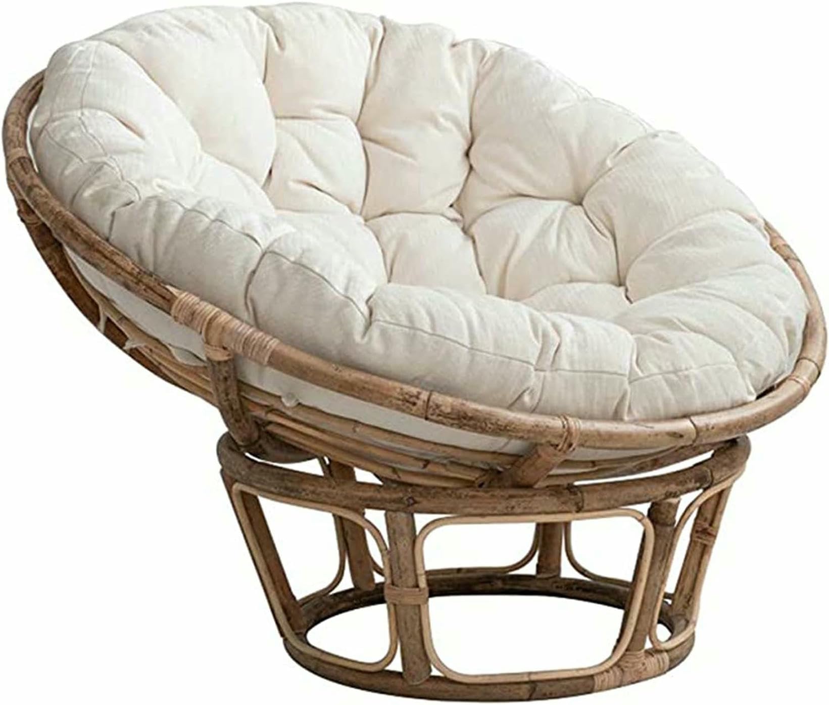 Coussin rond de chaise blanche 120x120 cm epais contre assise rigide