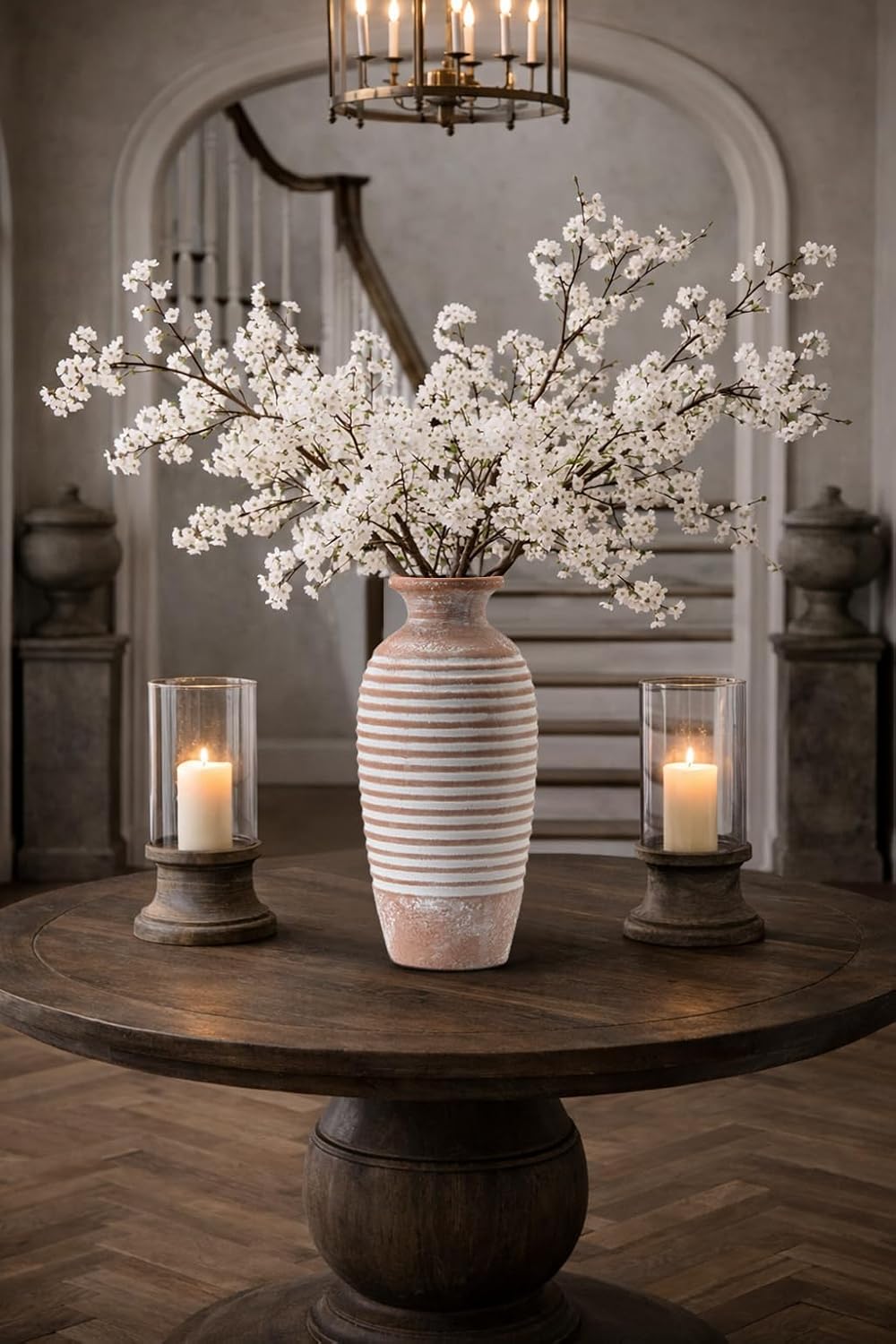 Emotionally Grounded Vase, Vaseking Large Ceramic Rustic Vase, 14.4 inch Minimalist Threaded Decorative Farmhouse Tall Vases for Home Decor, Living Room, Enterway, Table Decoration, Khaki - Image 8