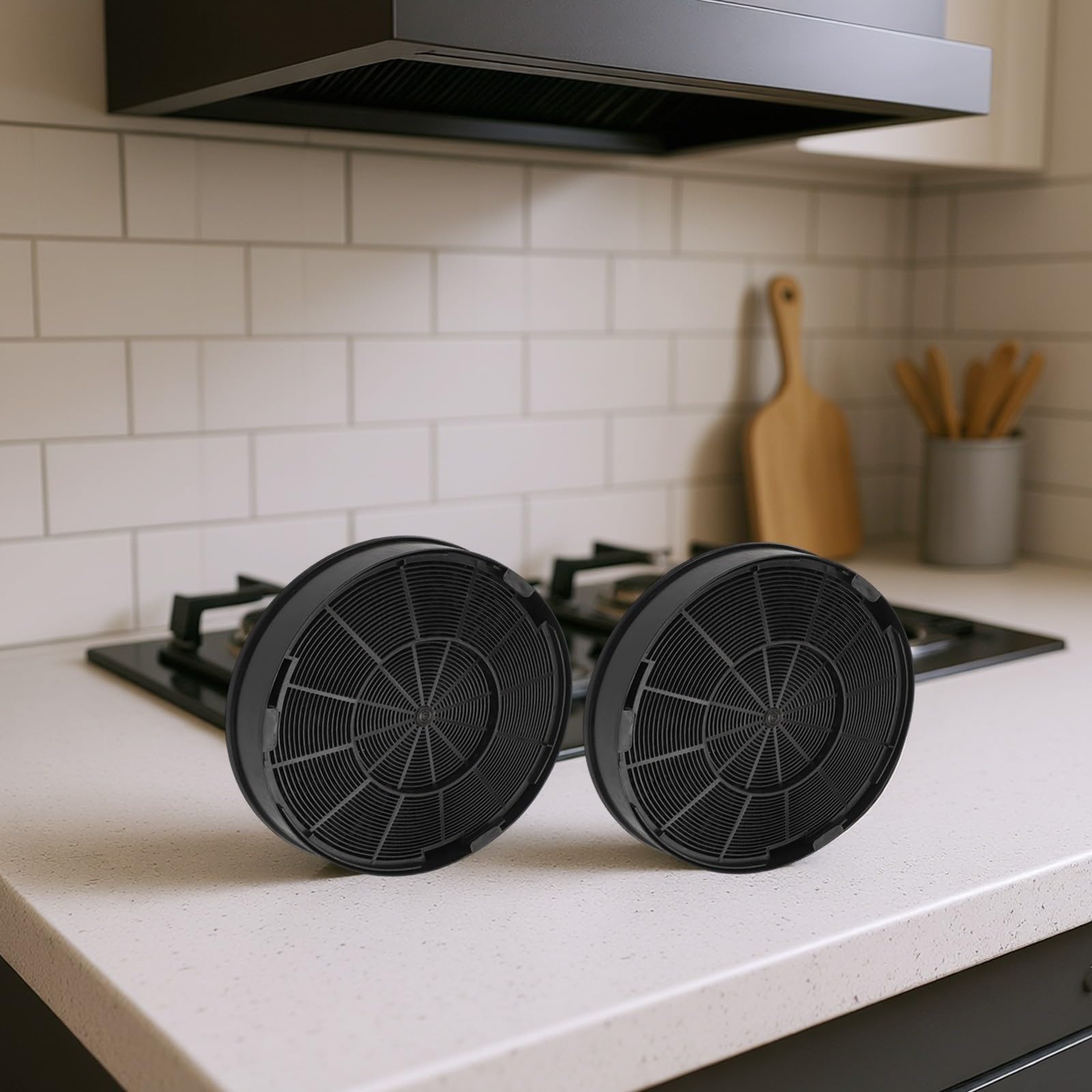 Paquete de 2 filtros de carbón activado para campana extractora de cocina de 198 x 30 mm, accesorios de repuesto para una absorción eficiente de olores y aire fresco de larga duración en el