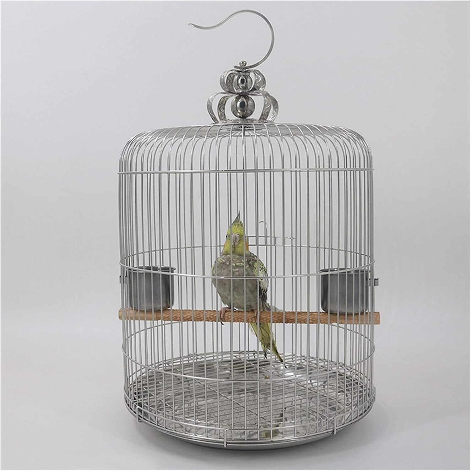 Bird Cage Classic Round Bird Cage Stainless Steel Bird Cage, Bird Home for Peony